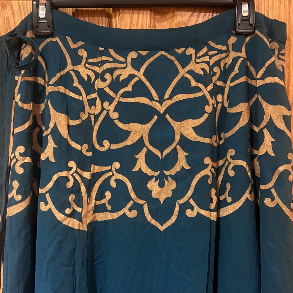 Soft Surroundings Vintage‎ Beaded Sequin Embellished Maxi Skirt Teal Gold Medium - Picture 5 of 16